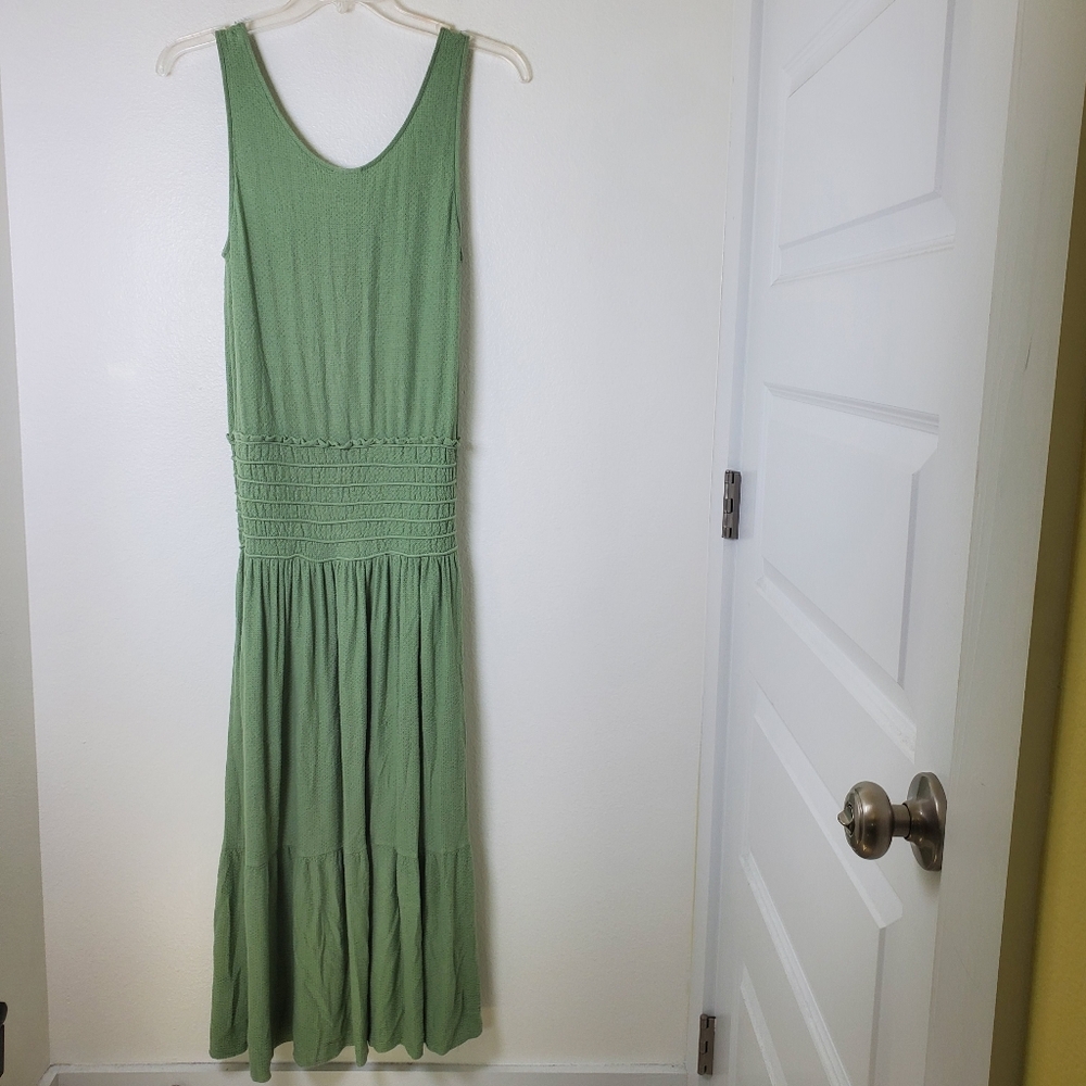 Anthropologie Postmark Sage Green Sleeveless Scoop Neck Smocked Waist Maxi Dress - Picture 8 of 11